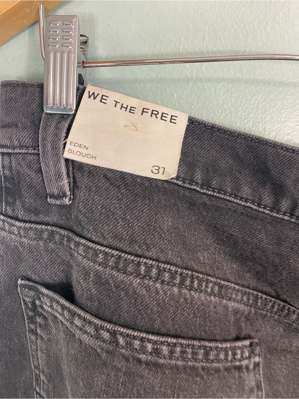 Free People Eden Slouch Black Baggy Flare Jeans Size 31 - Picture 6 of 6